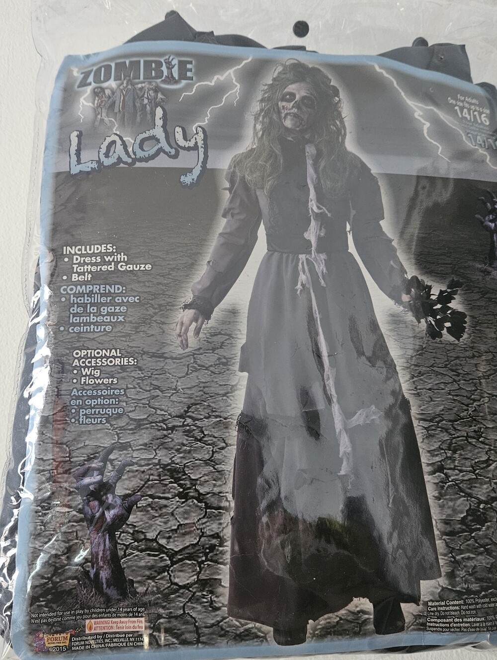 Zombie Lady Costume Dress - Gray and Black